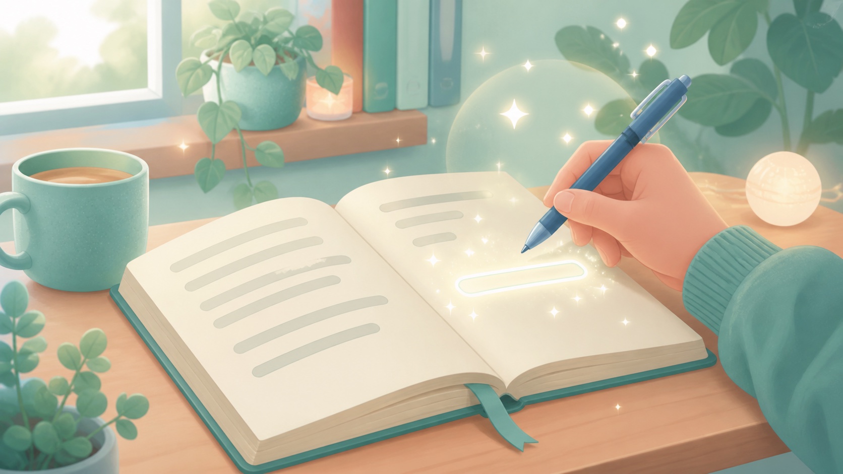 A Spanish fill-in-the-blank exercise glowing in an open notebook